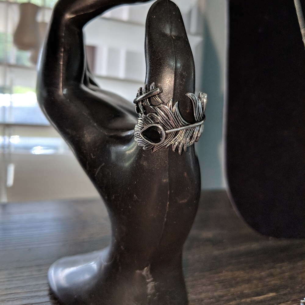 Peacock feather ring